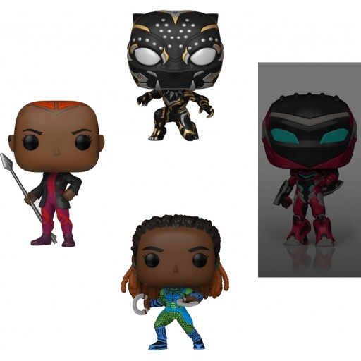 Figurine Funko POP Nakia, Black Panther, Ironheart MK2 & Okoye (Glow in the Dark)