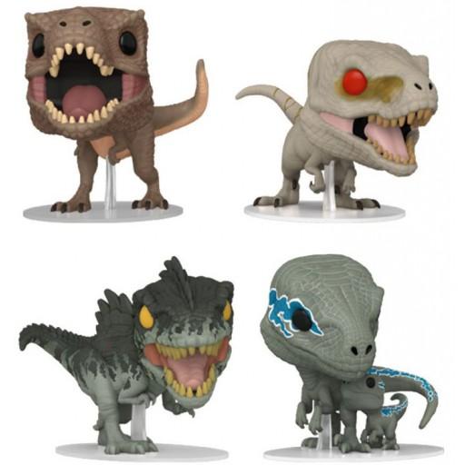 Figurine Tyrannosaurus, Atrociraptor, Giganotosaurus & Velociraptor (Jurassic World Le Monde d'Après)