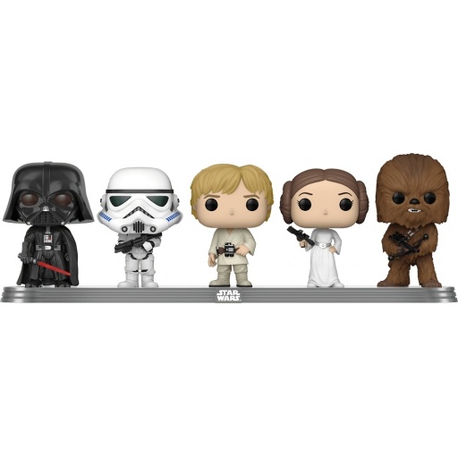 Figurine Funko POP Dark Vador, Stormtrooper, Luke Skywalker, Princesse Leia & Chewbacca (Star Wars : Episode I, La Menace Fantôme)