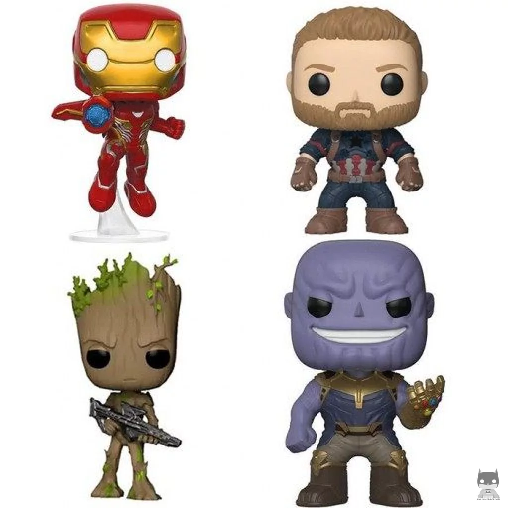 Figurine Funko POP Iron Man, Captain America, Thanos & Groot (Avengers : Infinity War)