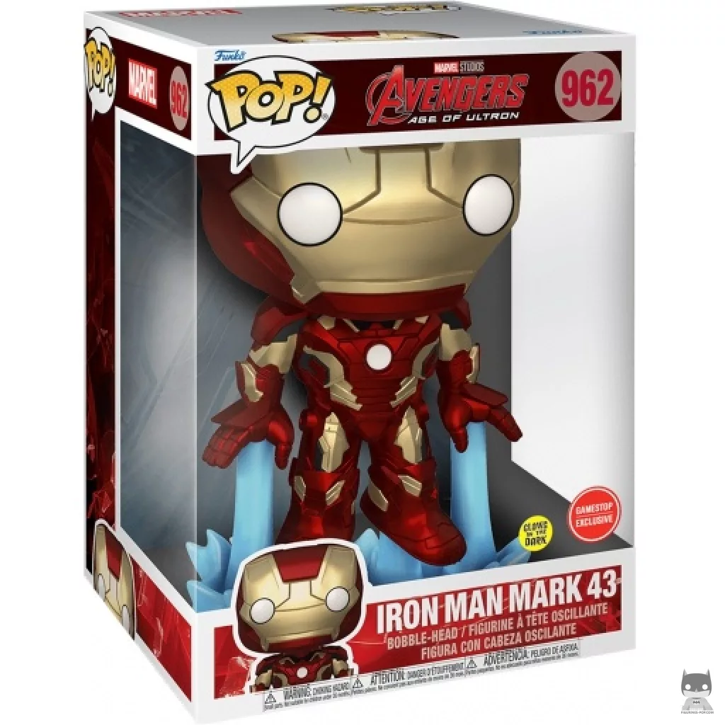 Figurine Funko POP Iron Man Mark 43 (Supersize & Glow in the Dark) avec boîte