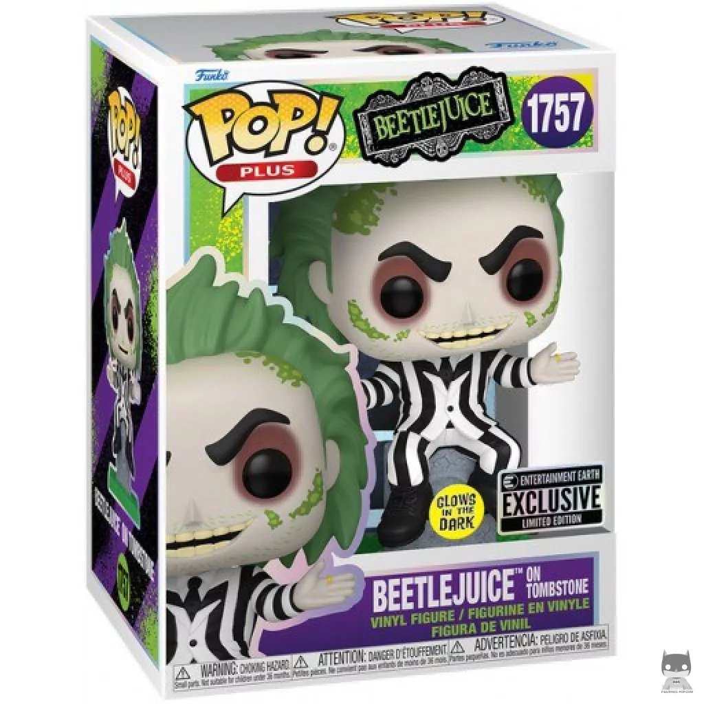 Figurine Funko POP Beetlejuice sur la Pierre Tombale (Glow in the Dark) avec boîte