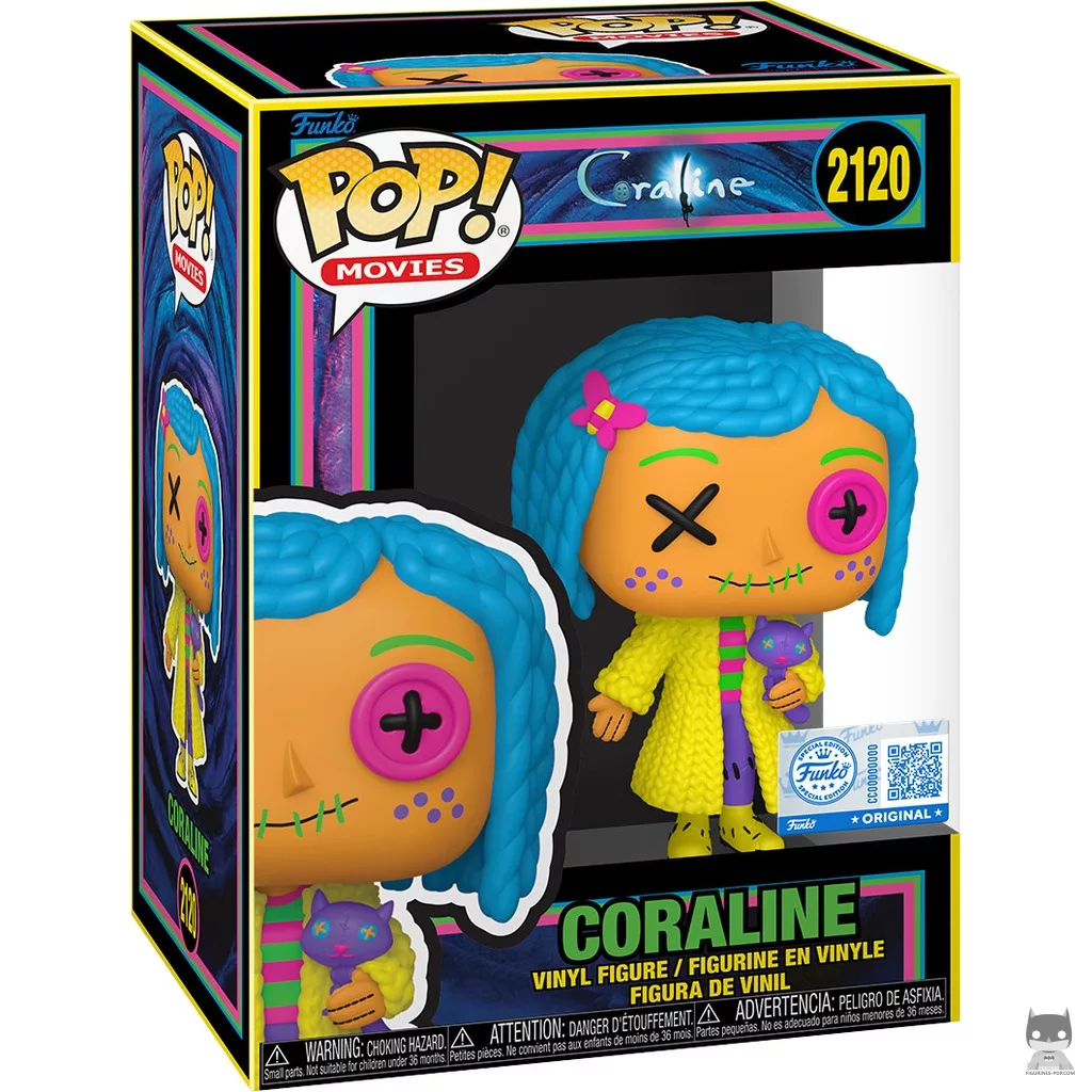 Figurine Funko POP Coraline (Patchwork & Black Light) avec boîte