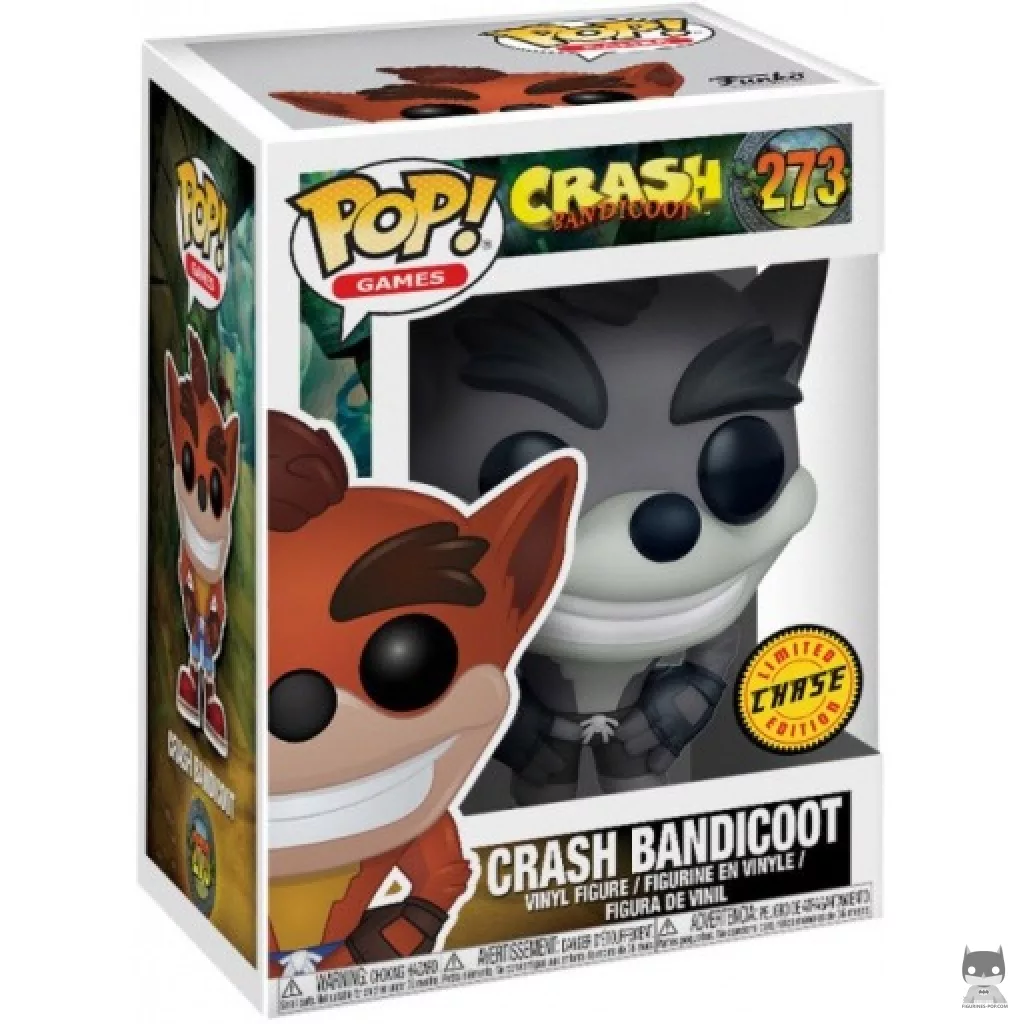Figurine Funko POP Crash Bandicoot (Noir & Blanc) (Chase) avec boîte