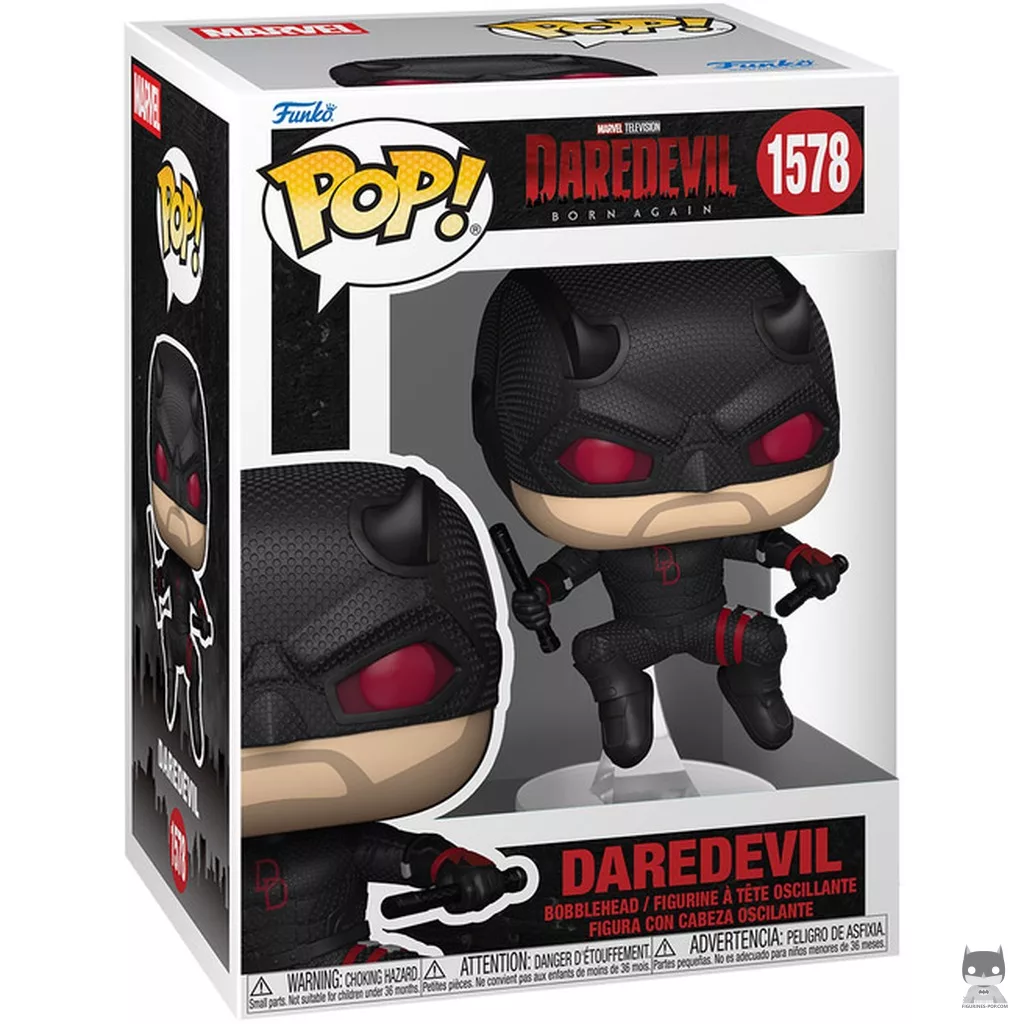 Figurine Funko POP Daredevil Combinaison Noire (Endommagé au combat) avec boîte