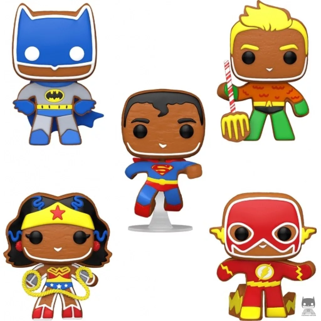 Figurine Funko POP Superman Pain d'Epices, Batman Pain d'Epices, Aquaman Pain d'Epices, Wonder Woman Pain d'Epices & Flash Pain d'Epices (DC Super Heroes)