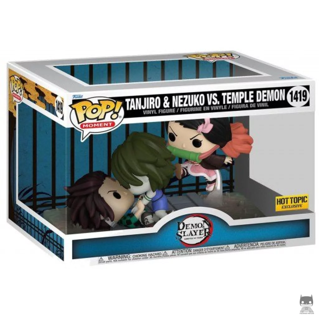 Figurine Funko POP Tanjiro & Nezuko vs. Le Démon du Temple avec boîte