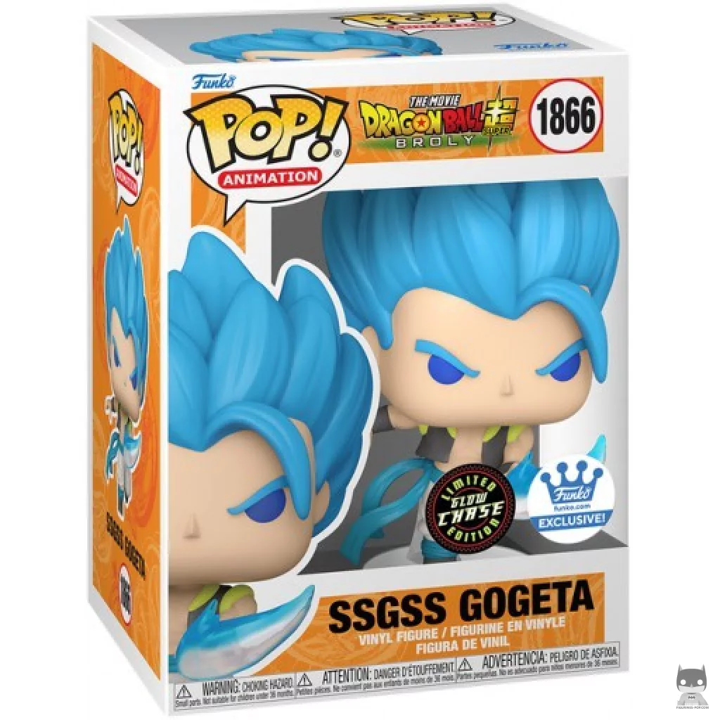 Figurine Funko POP Gogeta Super Saiyan Blue (Chase & Glow in the Dark) avec boîte