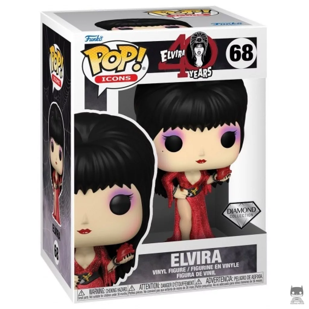 Figurine Funko POP Elvira Maîtresse des Ténèbres (Diamond Glitter) avec boîte