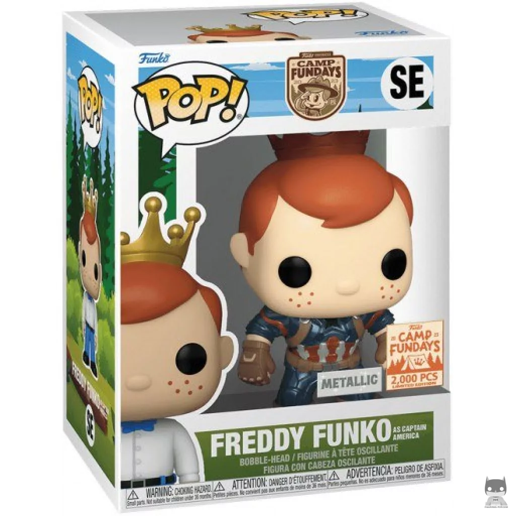 Figurine Funko POP Freddy Funko En Captain America - Métallique avec boîte