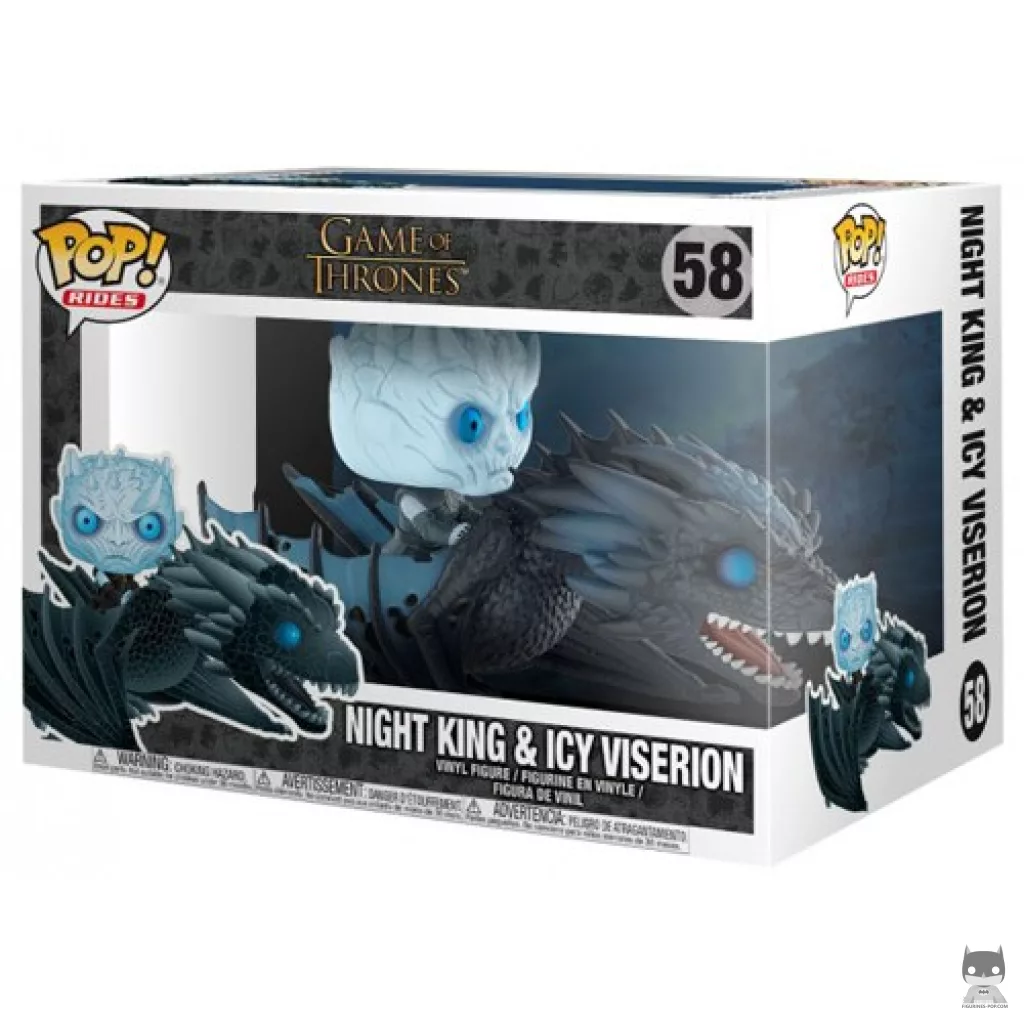 Figurine Funko POP Roi de la Nuit chevauchant Viserion glacé (Glow in the Dark) avec boîte