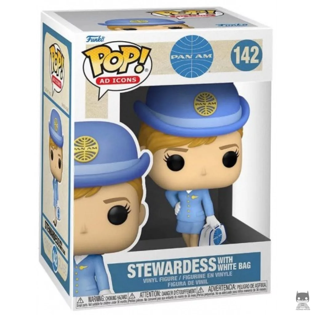 Figurine Funko POP Hôtesse de l'air Pan Am avec sac blanc avec boîte