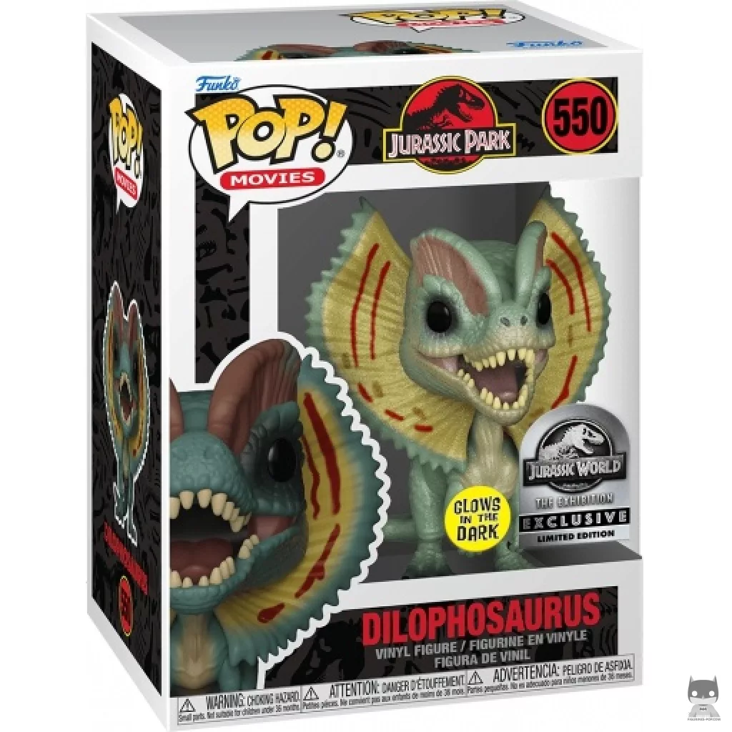 Figurine Funko POP Dilophosaurus (Glow in the Dark) avec boîte