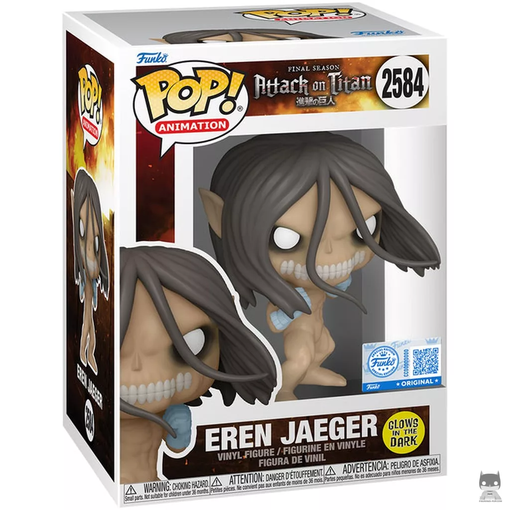 Figurine Funko POP Eren Jaeger (Forme Titan Assaillant) (Glow in the Dark) avec boîte