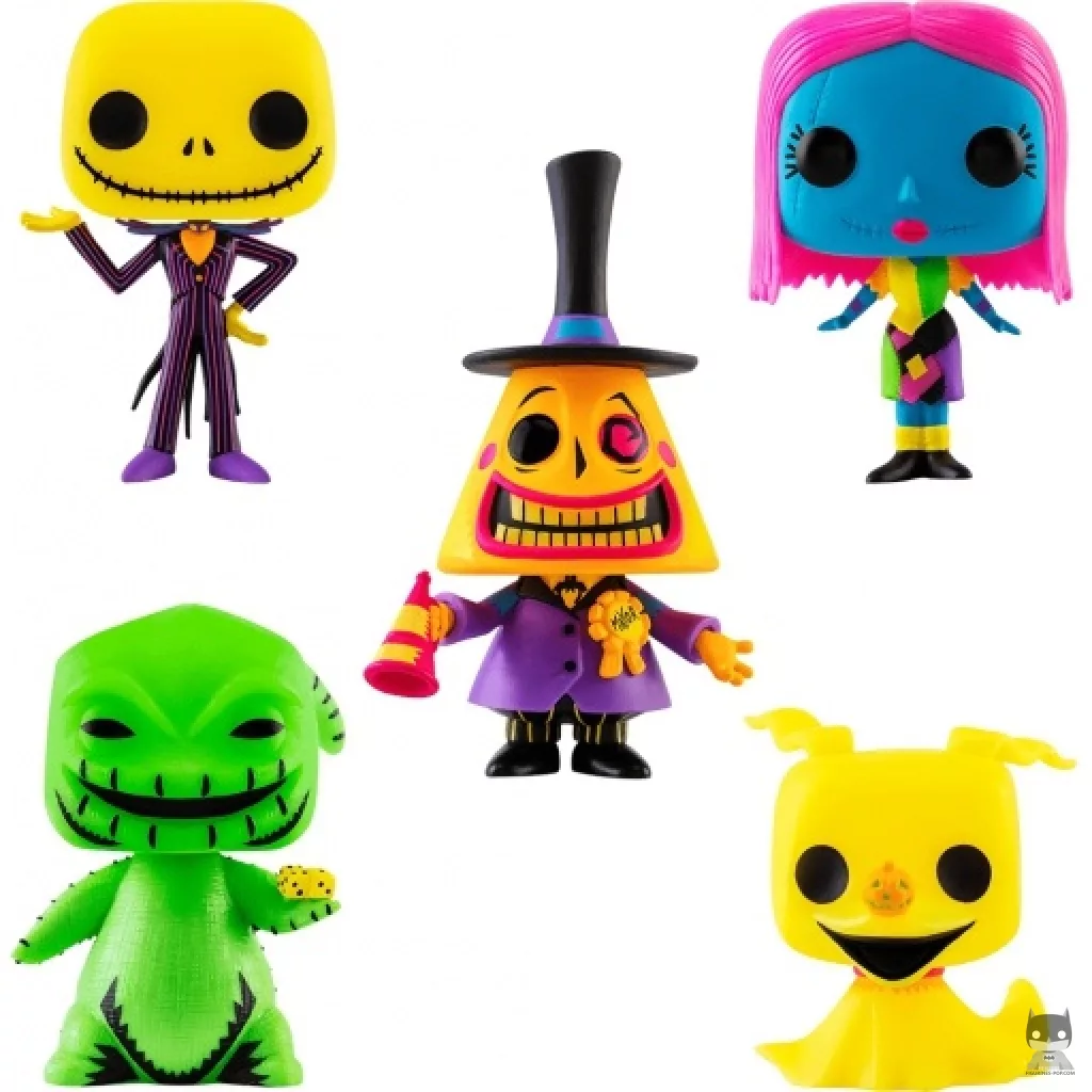 Figurine Funko POP Jack Skellington, Le Maire, Oogie Boogie, Sally & Zero (Blacklight) (L'Etrange Noël de M. Jack)