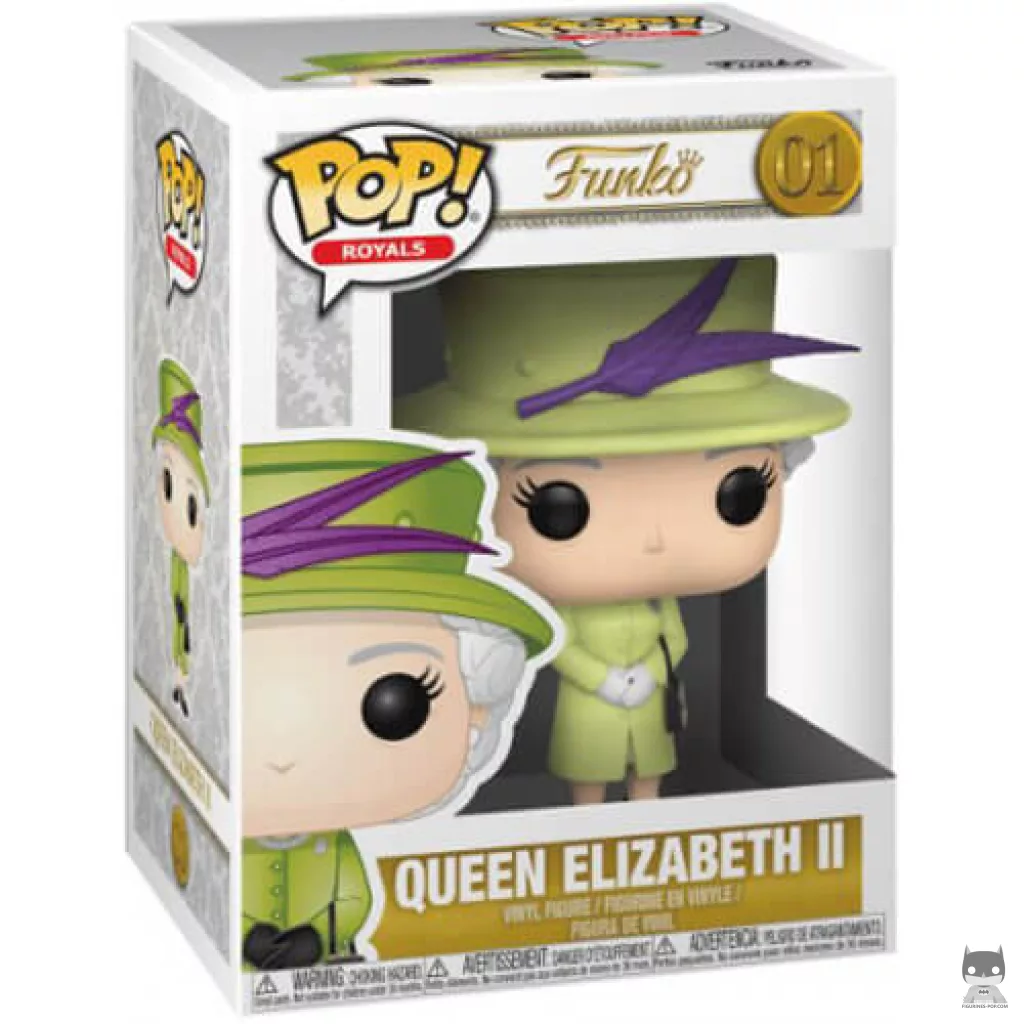 Figurine Funko POP Queen Elizabeth II en tenue verte avec boîte