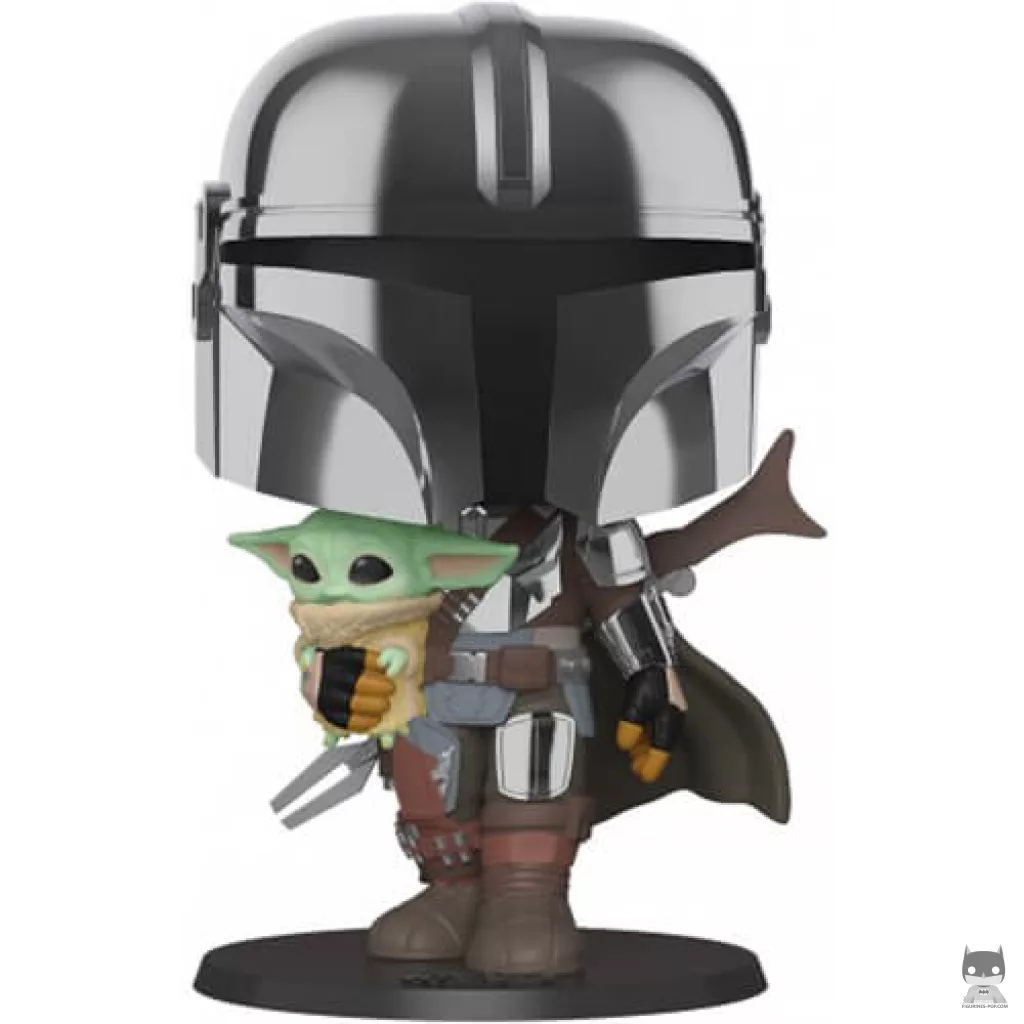 Figurine Funko POP Mandalorien avec l'Enfant (Chrome & Supersized) (Le Mandalorien (Star Wars))