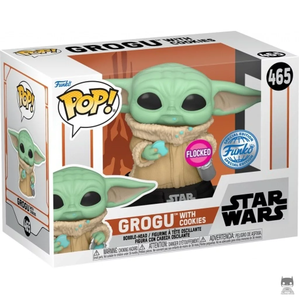 Figurine Funko POP Grogu avec un cookie (Flocked) avec boîte