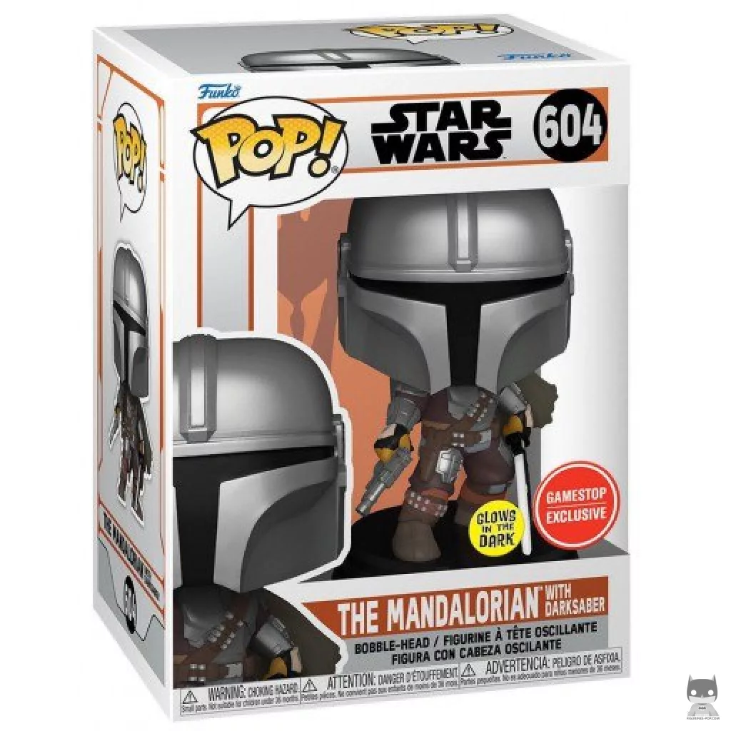 Figurine Funko POP Le Mandalorien avec Darksaber (Glow in the Dark) avec boîte
