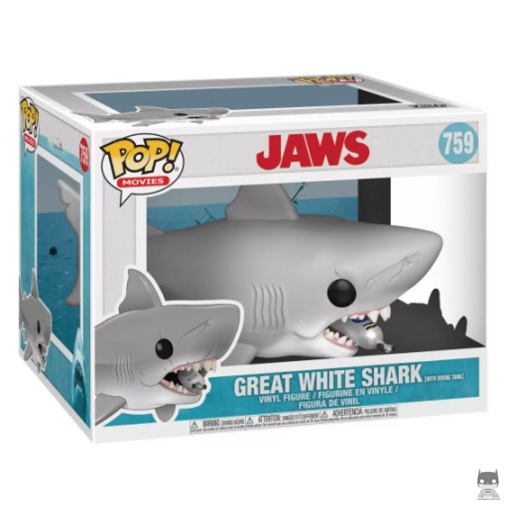 Figurine Funko POP Grand Requin Blanc avec réservoir de plongée (Supersized) avec boîte