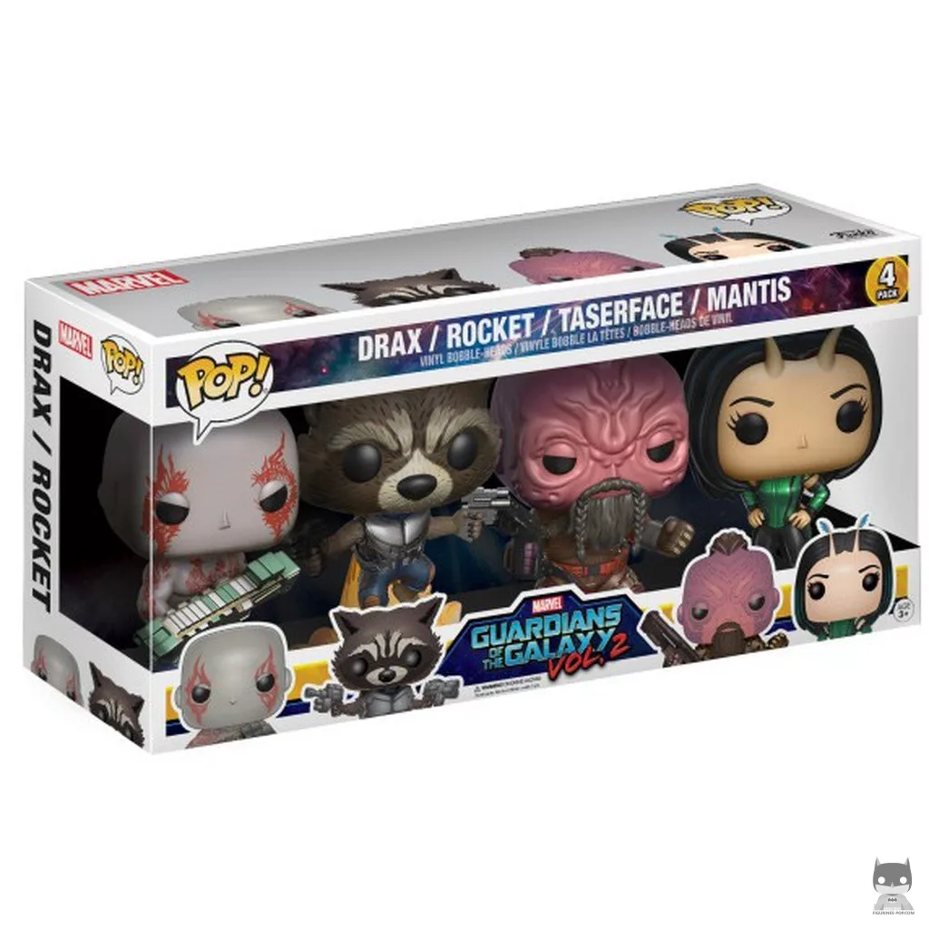 Figurine Funko POP Drax, Rocket, Taserface & Mantis avec boîte
