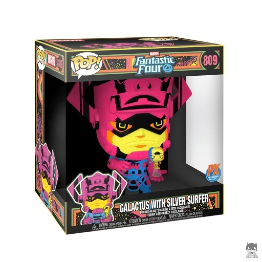Figurine Funko POP Galactus avec Surfer d'Argent (Blacklight) (Supersized) avec boîte
