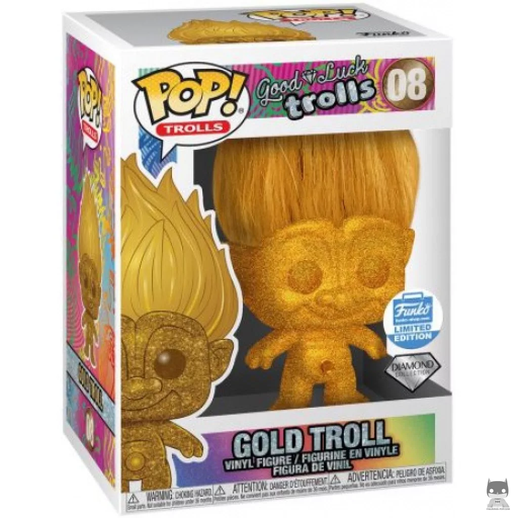 Figurine Funko POP Troll Or (Diamond Glitter) avec boîte