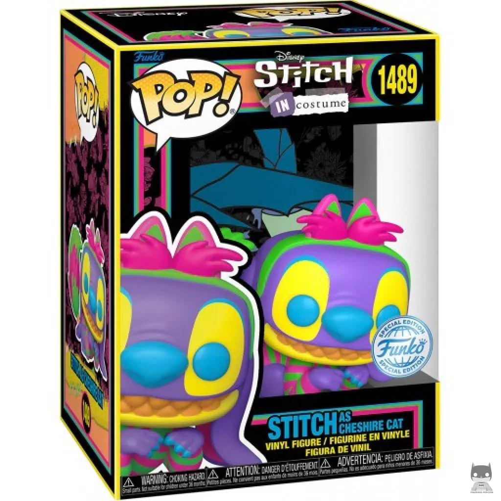 Figurine Funko POP Stitch en Chat du Cheshire (Black Light) avec boîte