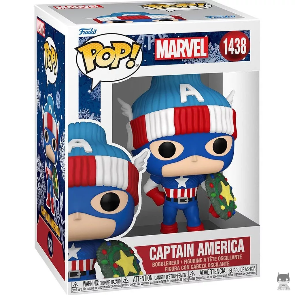 Figurine Funko POP Captain America (Noël) avec boîte