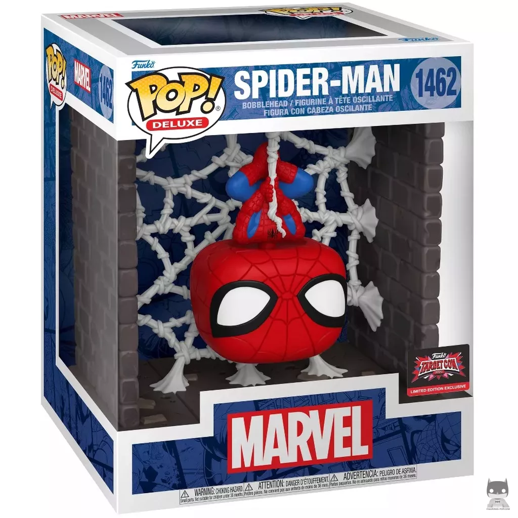 Figurine Funko POP Spider-Man suspendu à sa toile (Deluxe) avec boîte