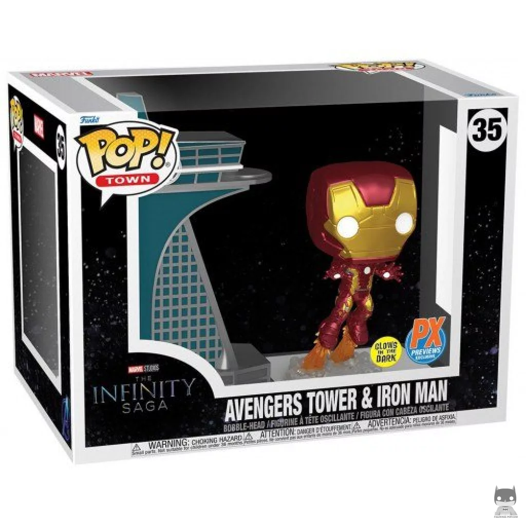 Figurine Funko POP La Tour des Avengers avec Iron Man (Glow in the Dark) avec boîte
