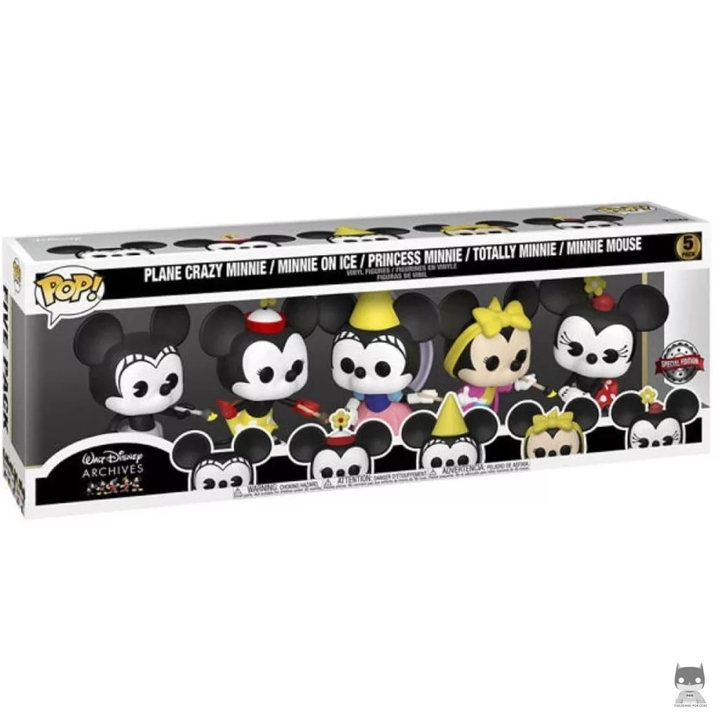 Figurine Funko POP Plane Crazy Minnie, Minnie Patins à Glace, Princesse Minnie, Totally Minnie & Minnie Mouse avec boîte