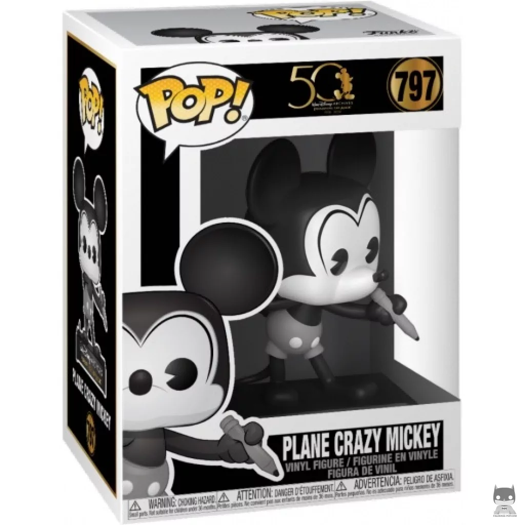 Figurine Funko POP Plane Crazy Mickey (Noir & Blanc) avec boîte