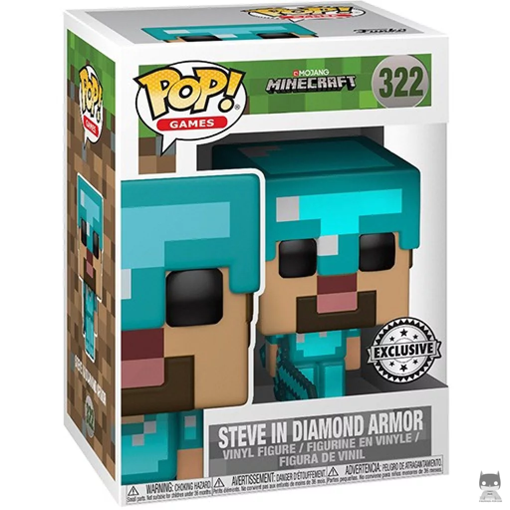Figurine Funko POP Steve avec Armure Diamant avec boîte