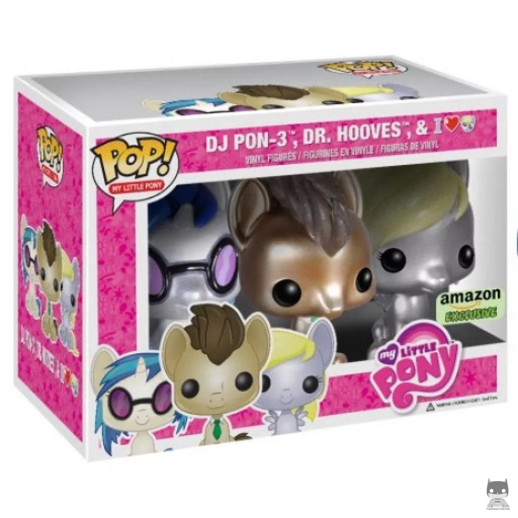Figurine Funko POP DJ Pon-3, Dr. Hooves & Derpy avec boîte