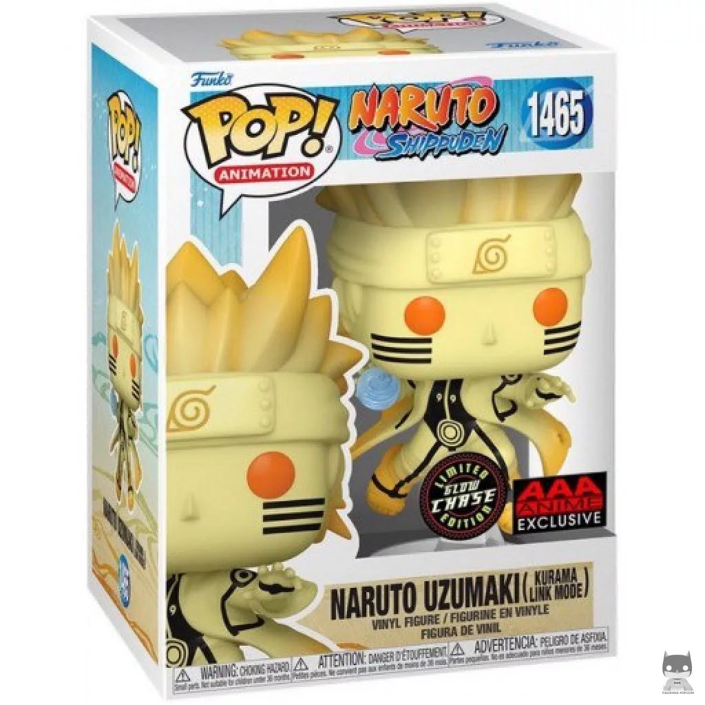 Figurine Funko POP Naruto Uzumaki (Kurama Link Mode) (Chase & Glow in the Dark) avec boîte