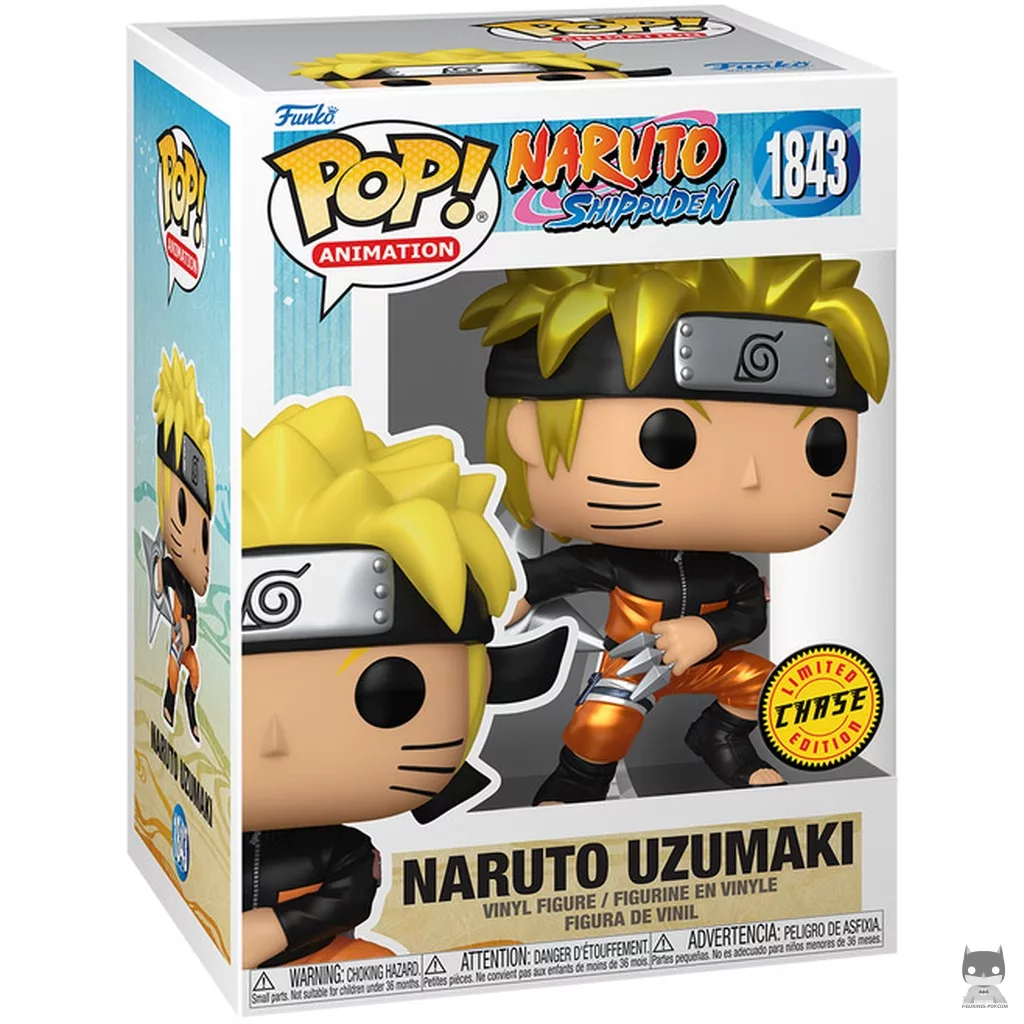 Figurine Funko POP Naruto Uzumaki avec kunai et shuriken (Chase & Metallic) avec boîte