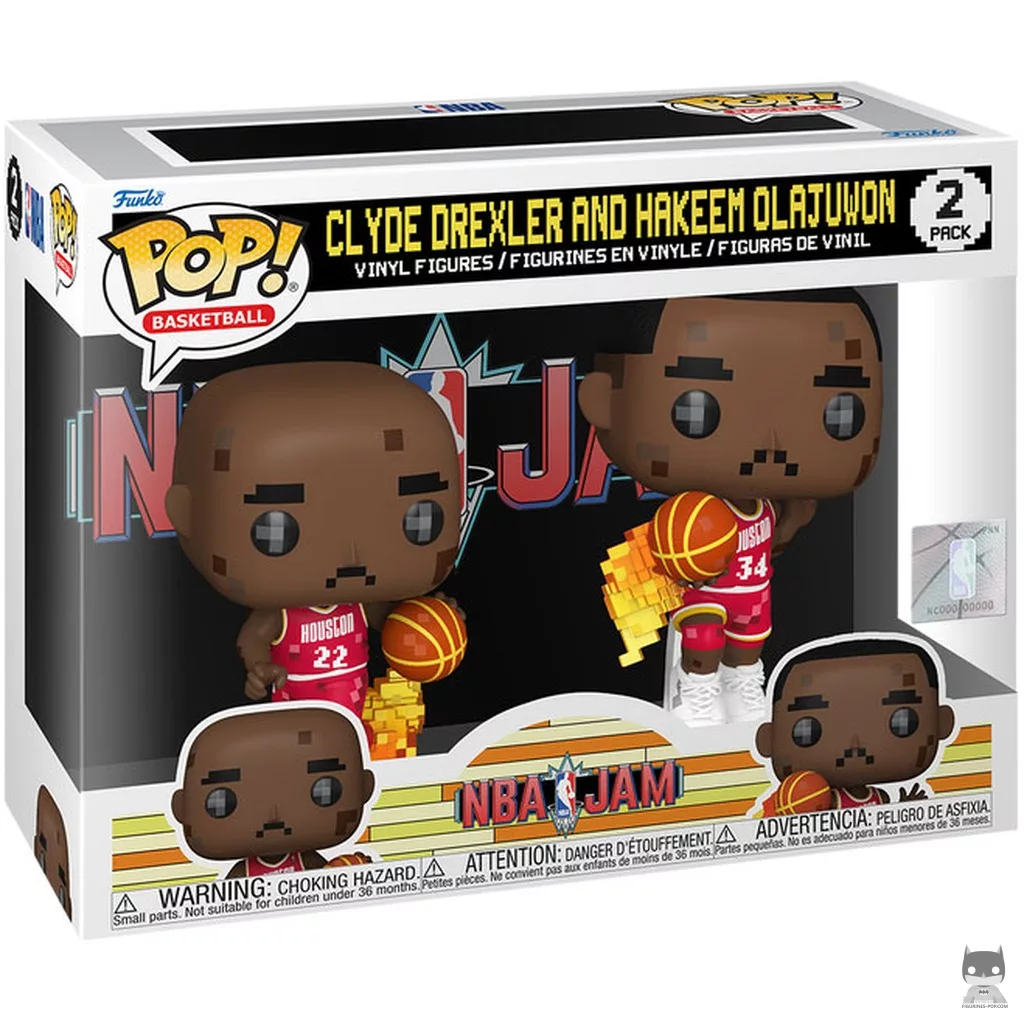 Figurine Funko POP Clyde Drexler & Hakeem Olajuwon (NBA Jam) avec boîte