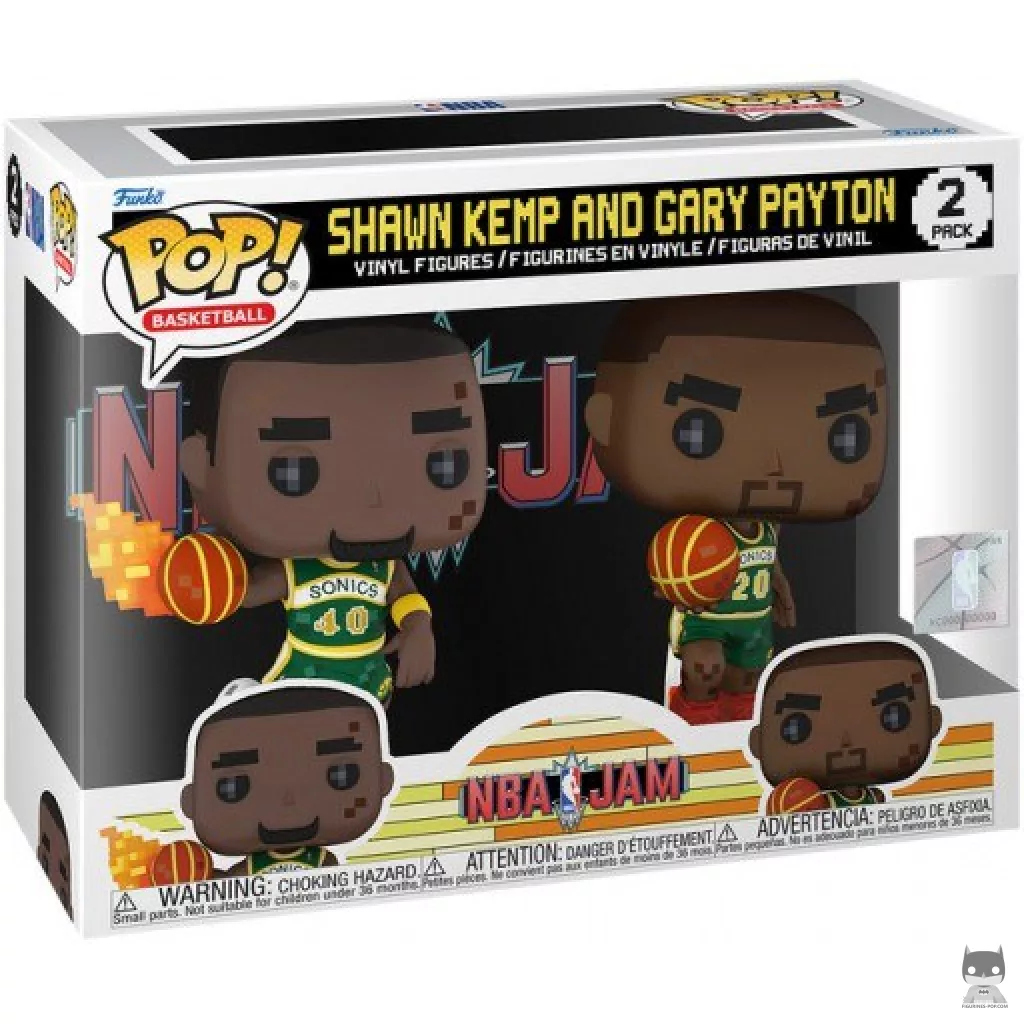 Figurine Funko POP Shawn Kemp & Gary Payton (8-Bit) avec boîte