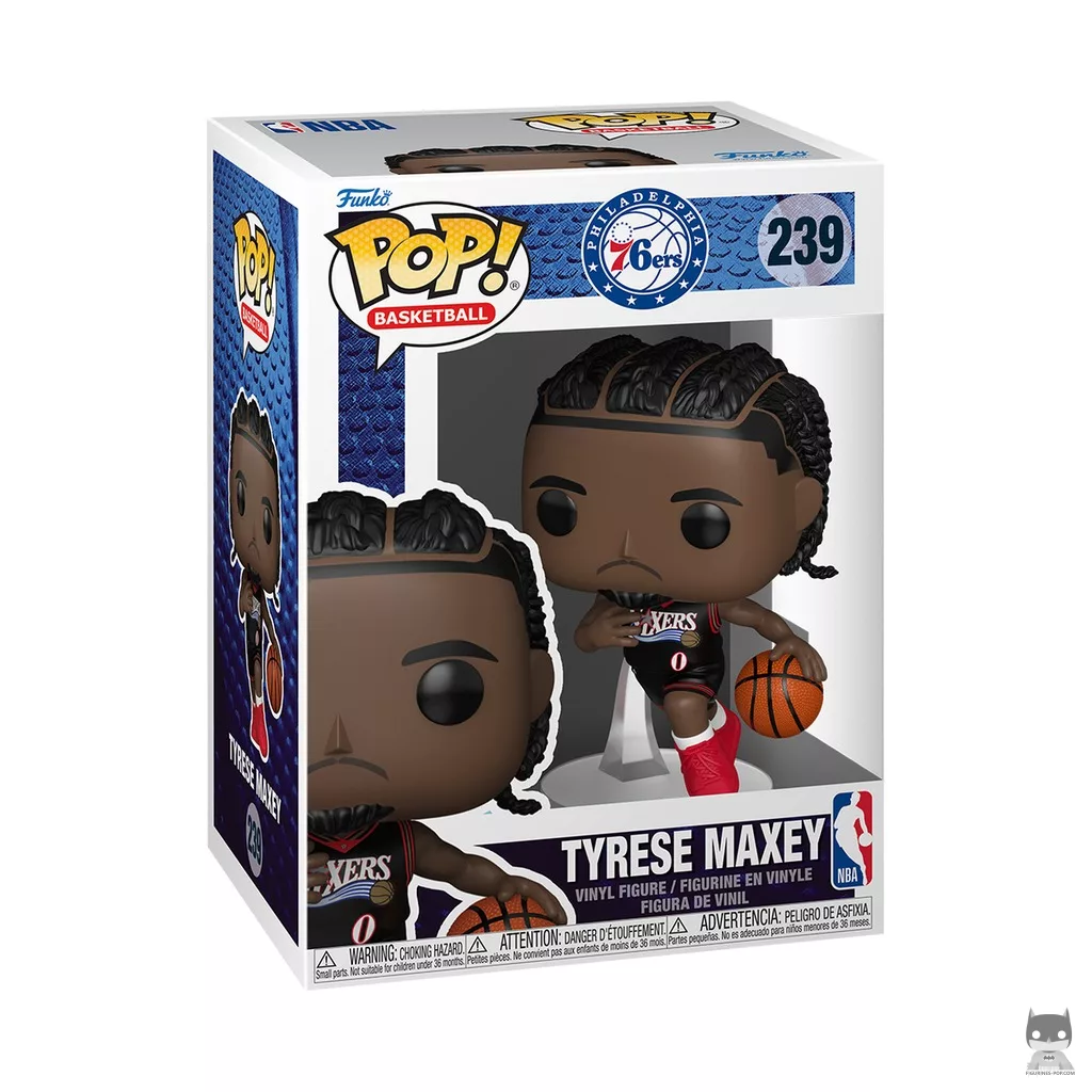 Figurine Funko POP Tyrese Maxey (maillot noir Statement Edition) avec boîte