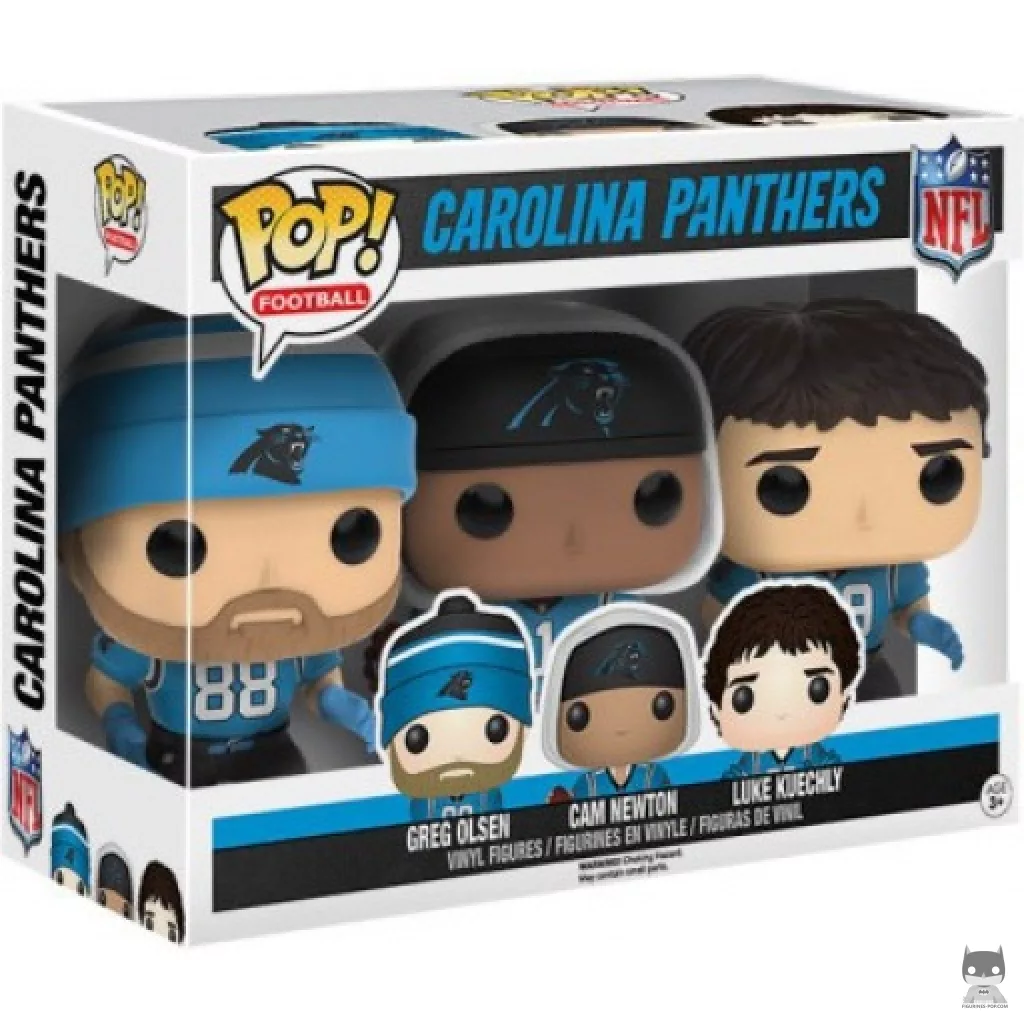 Figurine Funko POP Carolina Panthers Olsen, Newton & Kuechly avec boîte