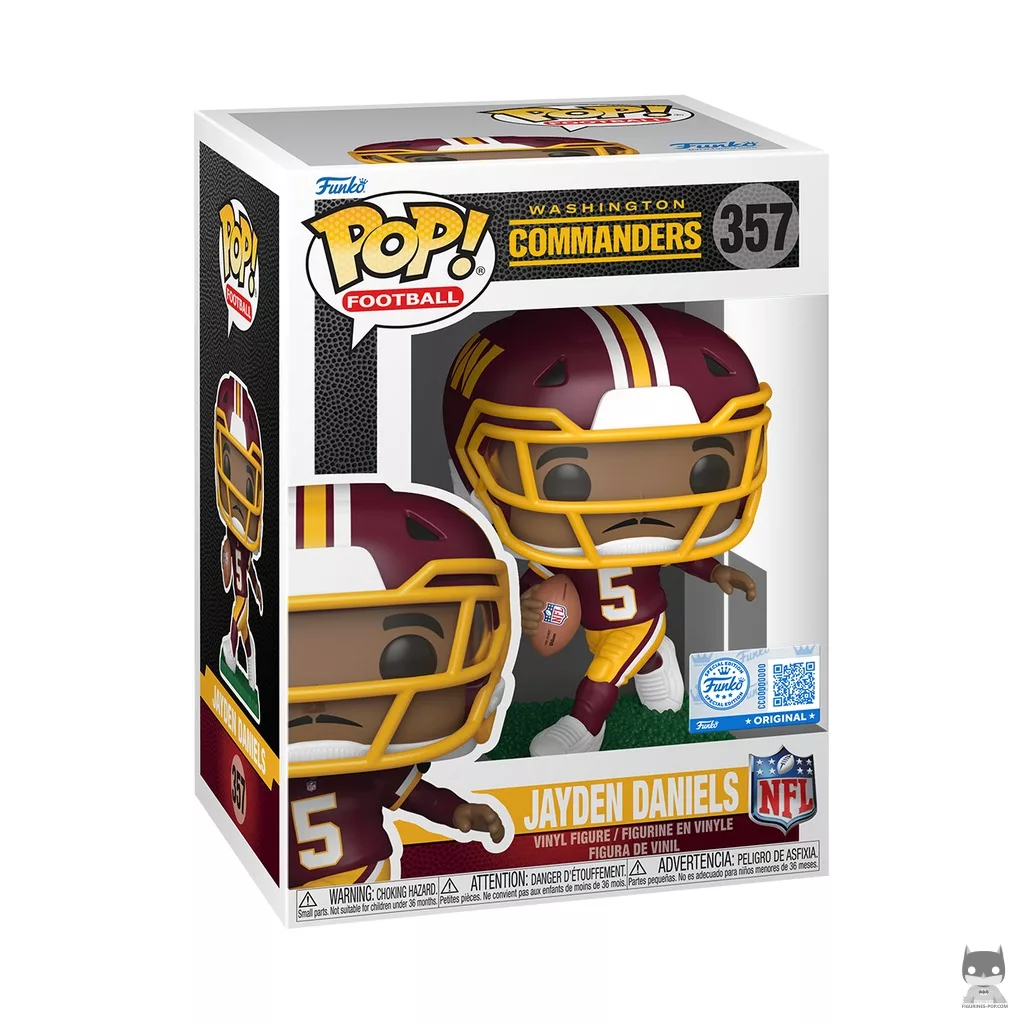 Figurine Funko POP Jayden Daniels (Maillot bordeaux et or) avec boîte