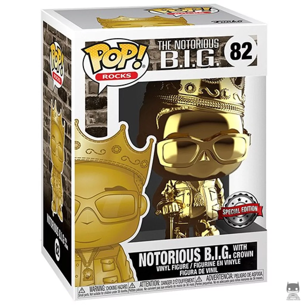 Figurine Funko POP Notorious B.I.G. avec Couronne (Or) avec boîte