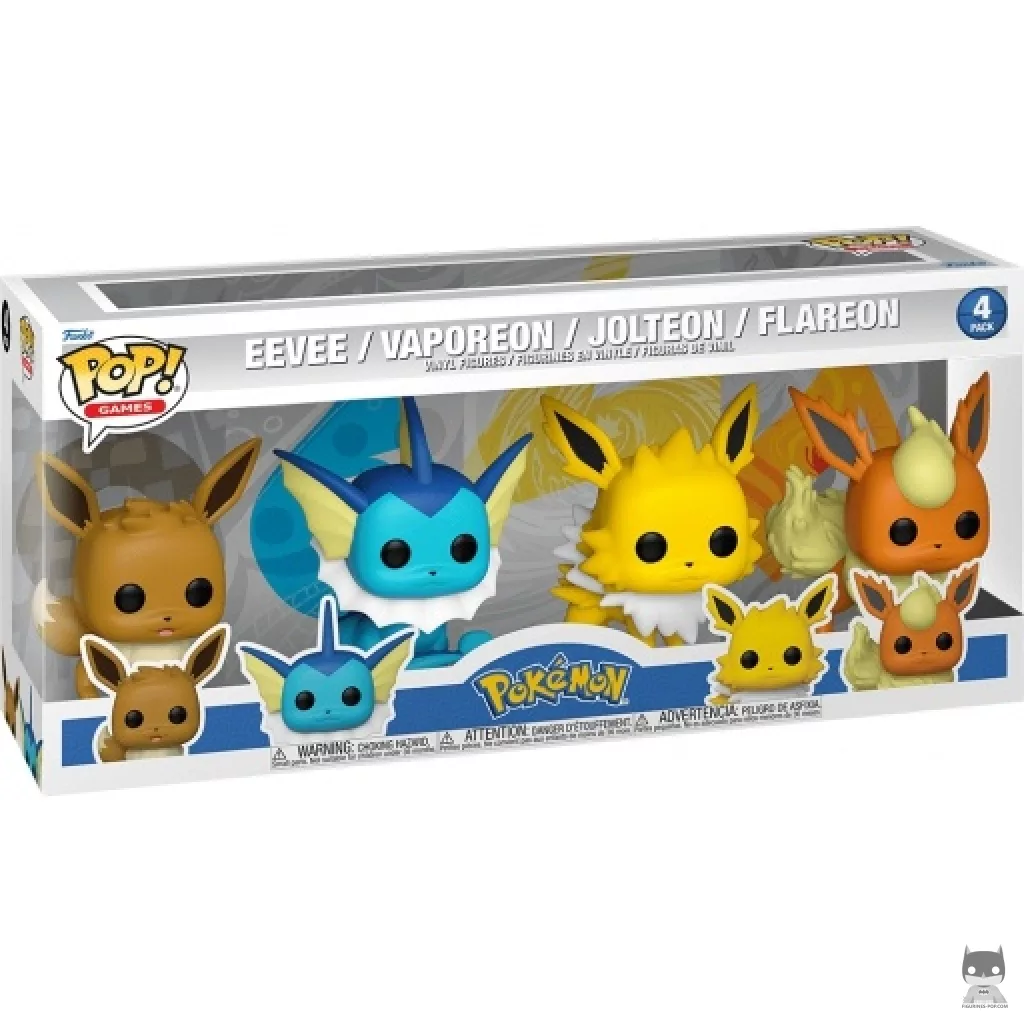 Figurine Funko POP Evoli, Aquali, Voltali & Pyroli avec boîte
