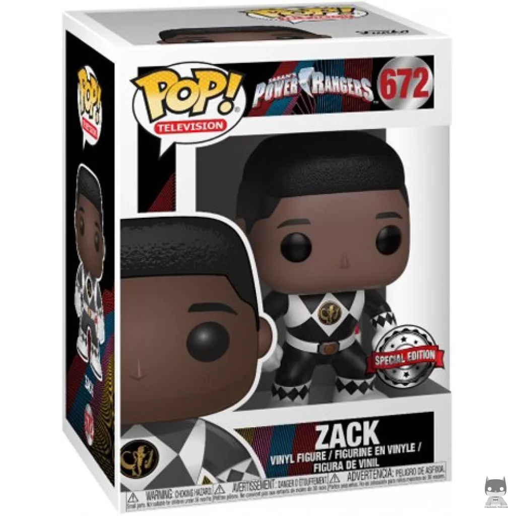 Figurine Funko POP Zack Ranger Noir (sans casque) avec boîte