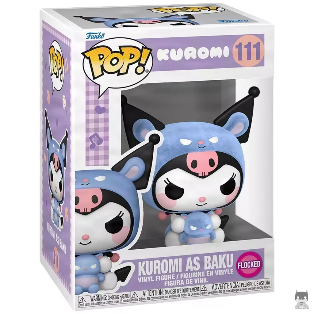 Figurine Funko POP Kuromi en Baku (Flocked) avec boîte