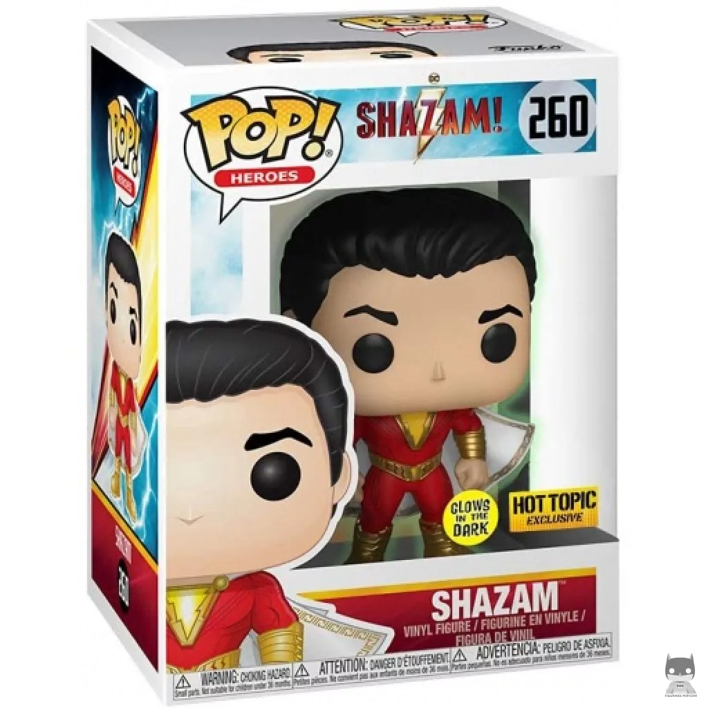 Figurine Funko POP Shazam (Glow in the Dark) avec boîte