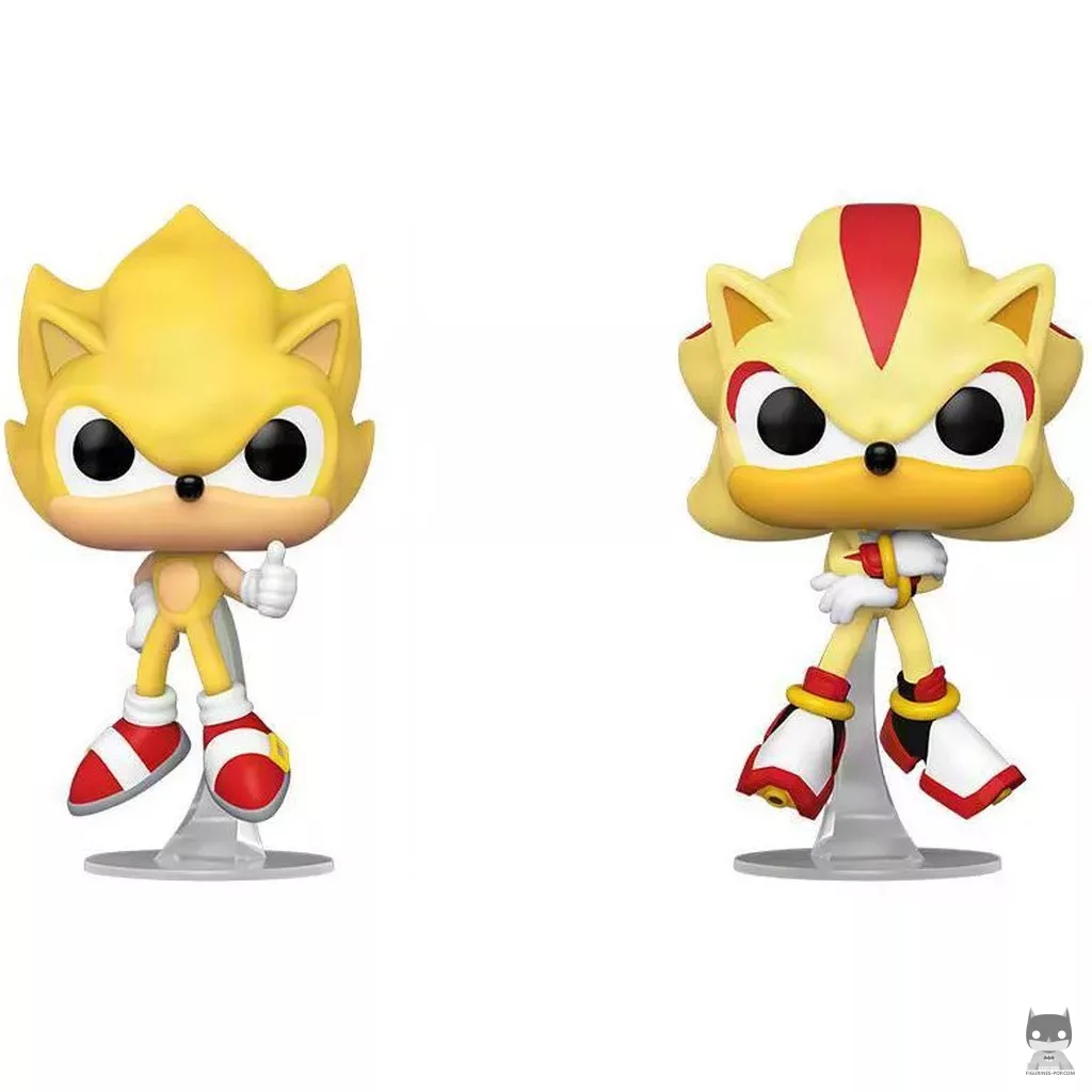 Figurine Funko POP Super Sonic & Super Shadow (Flocked) avec boîte