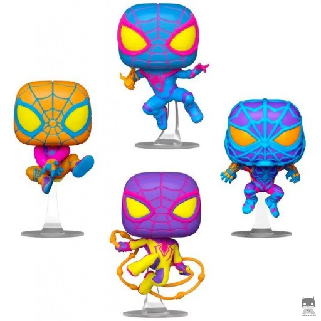 Figurine Funko POP Miles Morales : Costume classique , S.T.R.I.K.E. Costume, Costume du chat Bodega & Costume T.R.A.C.K (Black Light) (Spider-Man: Miles Morales)
