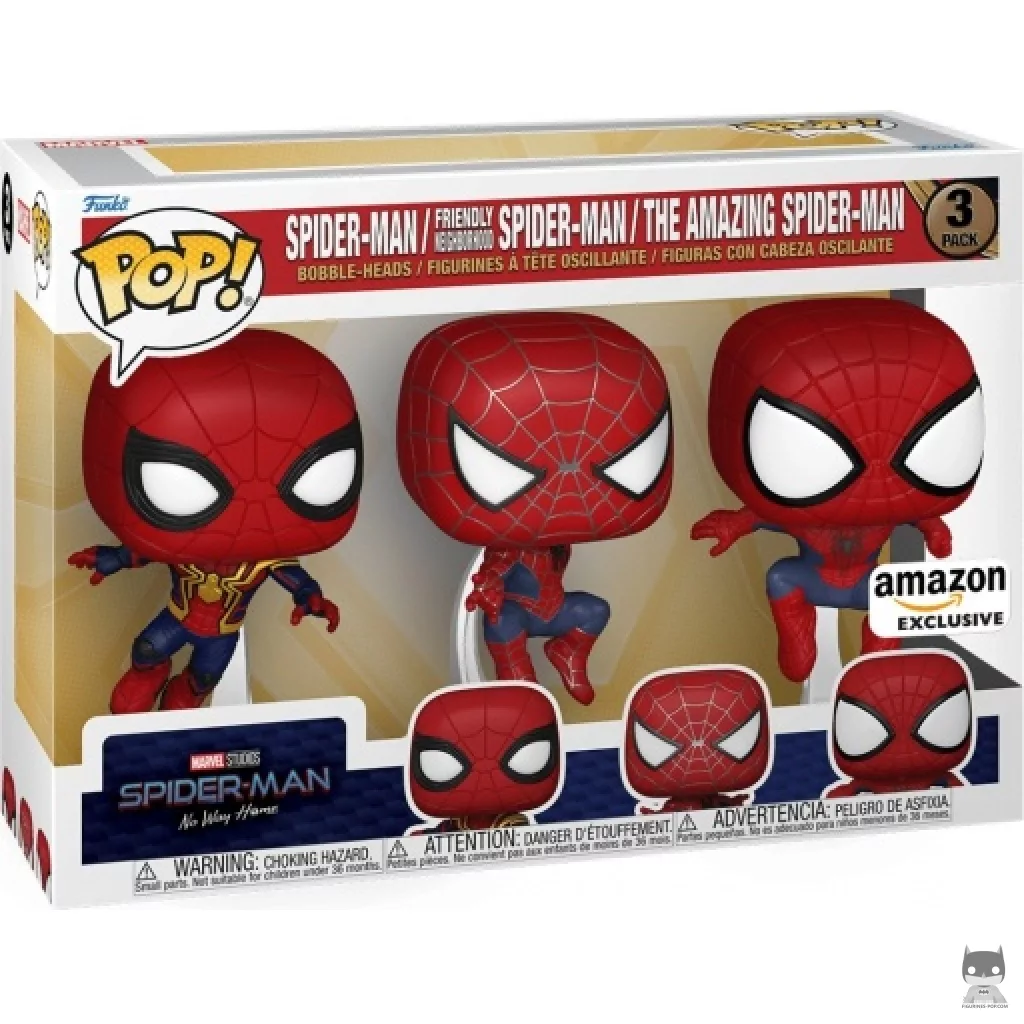 Figurine Funko POP Spider-Man (Tom Holland & Andrew Garfield & Tobey Maguire) avec boîte